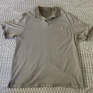 Roundtree & Yorke Gray Striped Polo Shirt